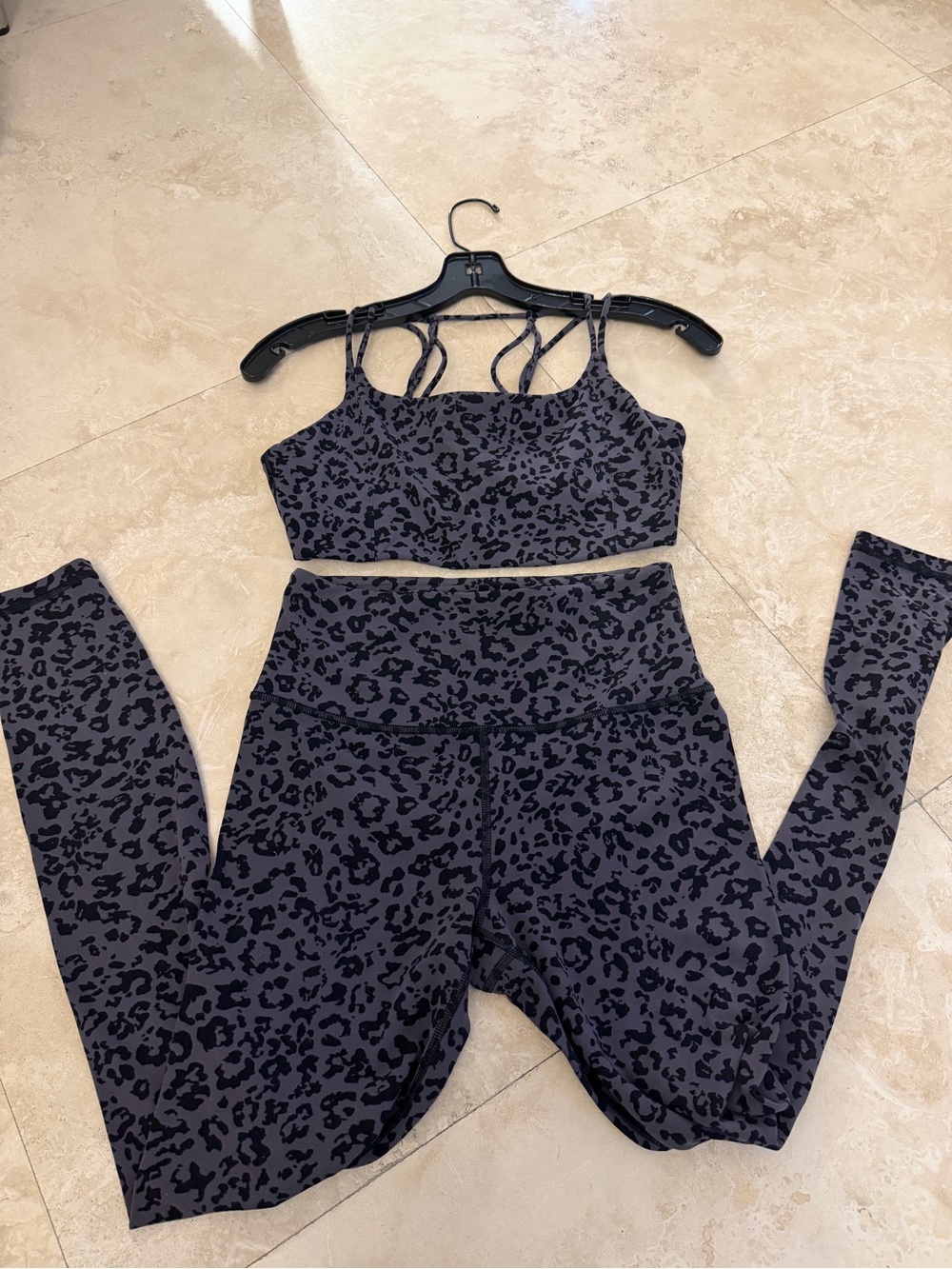Athleta Leopard Elation Ultra High Rise Leggings Small & Sports Bra Medium Set